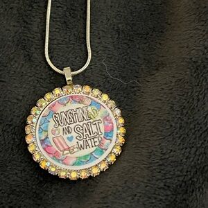 Sunshine and Salt Water Round Pendant Necklace - Pink Multi